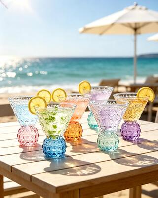 buy Elegant Vintage Colorful Cocktail Glasses Set Multi‑Colored Stemless Goblets for Beach Party, Bar & Daily Dessert Use online manufacture