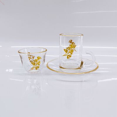 36PCS Luxury  Glass Tea Cup Set For Tea And Coffee Drinkware