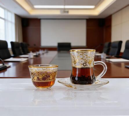 36pcs Coffee&Tea Cup Glass Cups Set With Colorful Flower And Gift Box